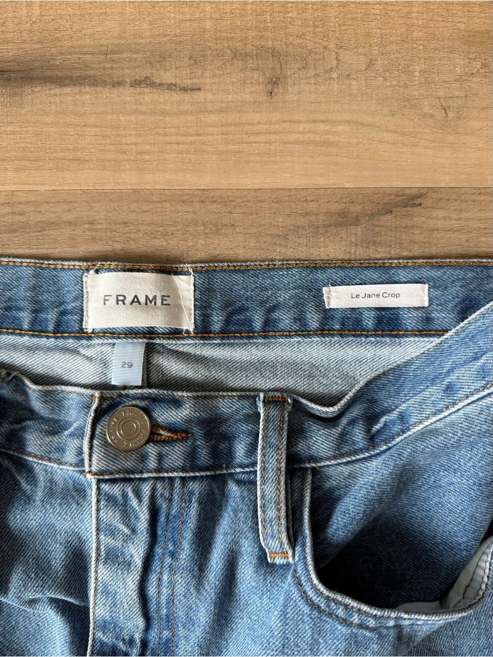 FRAME Medium Blue Le Jane Crop High Rise Straight Leg Jeans - 29 W - Picture 7 of 8